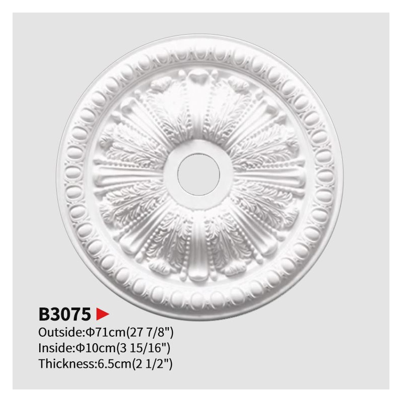 B3075 ​Everwall Polyurethane Ceiling Roses-Elegant & Durable Decorative Ceiling Solutions