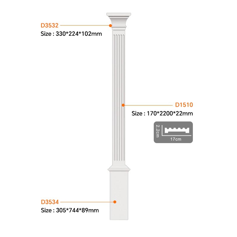D1510 Outdoor Polyurethane Roman Columns for Facades  EVERWALL