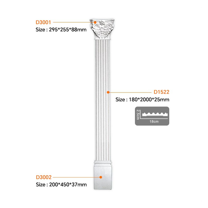 D1522 French Style Polyurethane Roman Columns EVERWALL