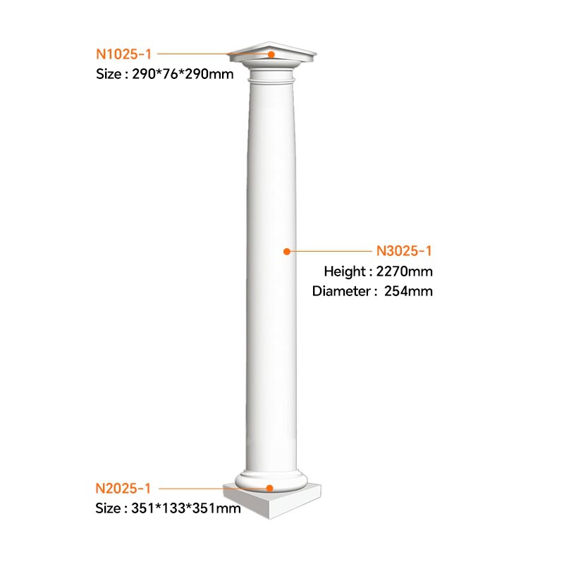 N3025-1 Polyurethane Roman Columns for Interior Decoration  EVERWALL