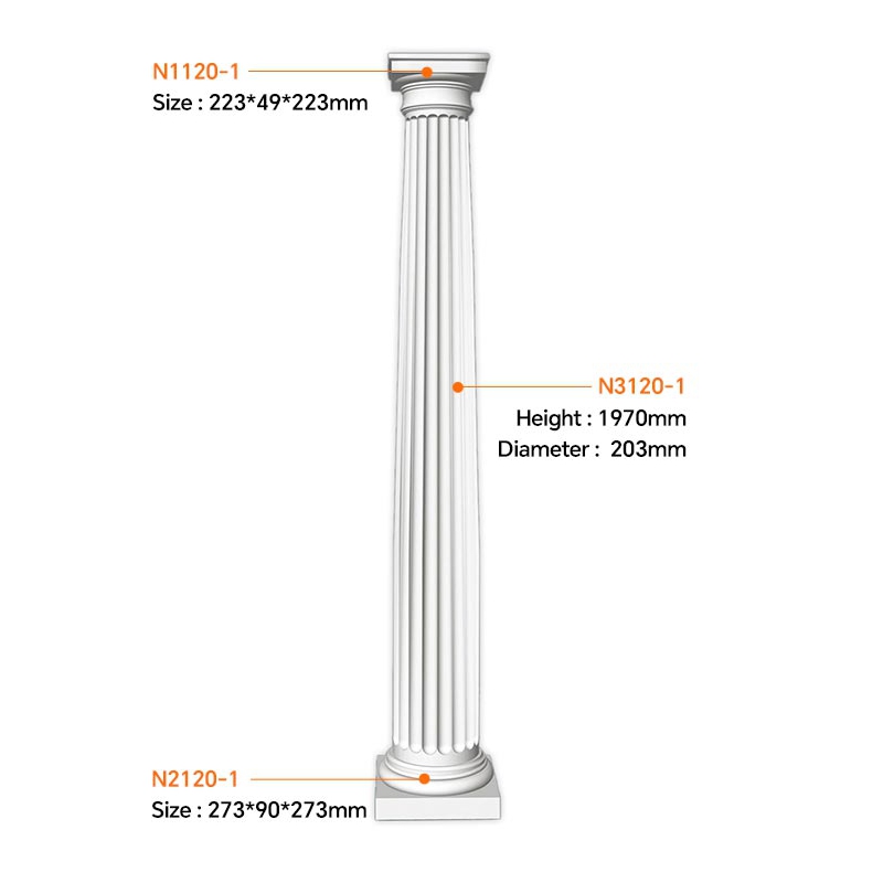 N3120-1 PU Roman Columns for Commercial Interior Design  EVERWALL