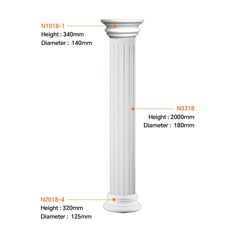 N3318 PU Roman Columns for Neoclassical Architecture EVERWALL