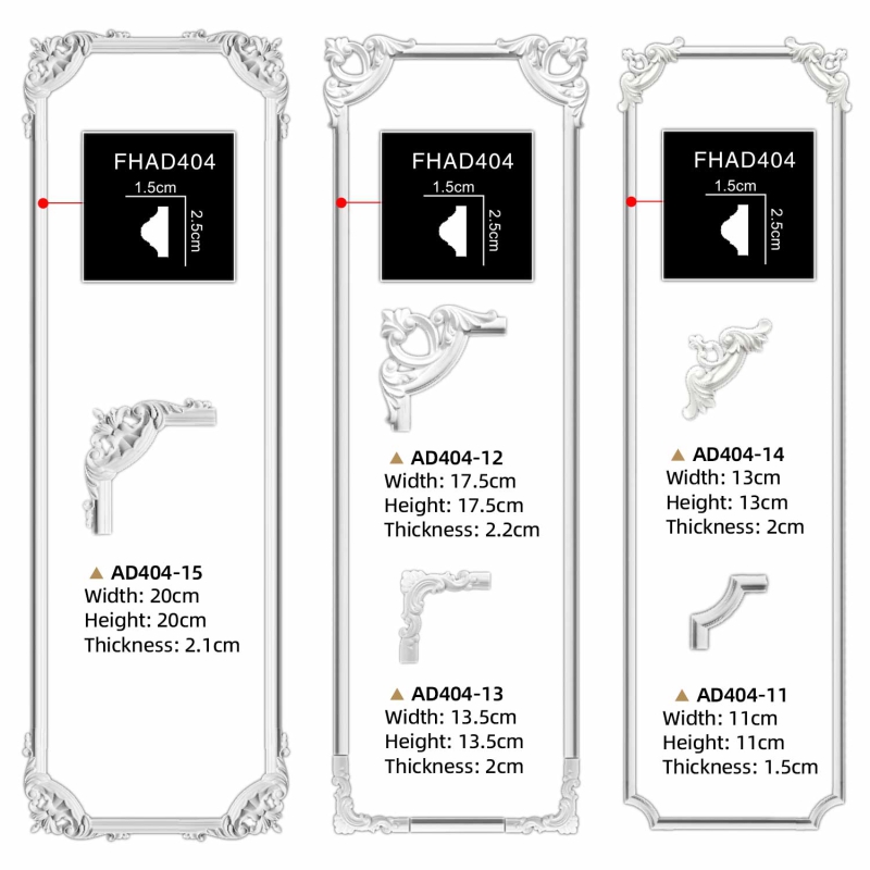 AD404-15 Polyurethane Vintage Carved Corner Applique for Mirror Frame Decoration